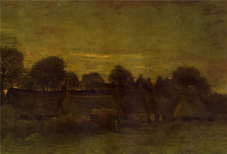 Village At Sunset Vincent Willem Van Gogh Oil Painting